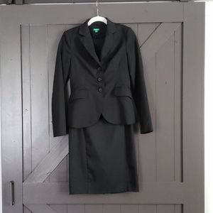 Fitted black suit dress sheath and blazer